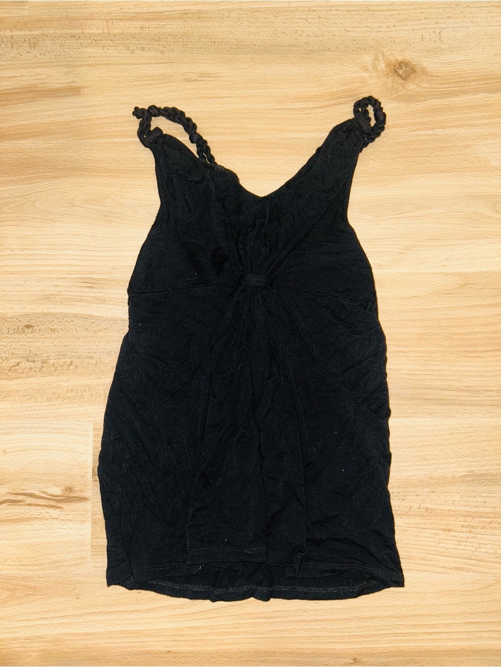 Kenar Black Braided-Strap Tank Top Wooden Clasp Small Y2K Vintage